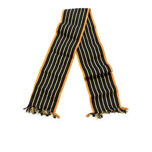 Vintage Handwoven Striped Scarf With Fringe Edges